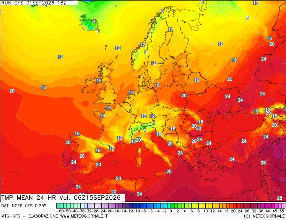 mappa Temperatura media 24 ore