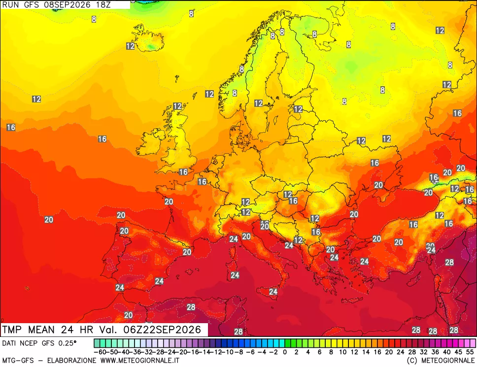 mappa Temperatura media 24 ore