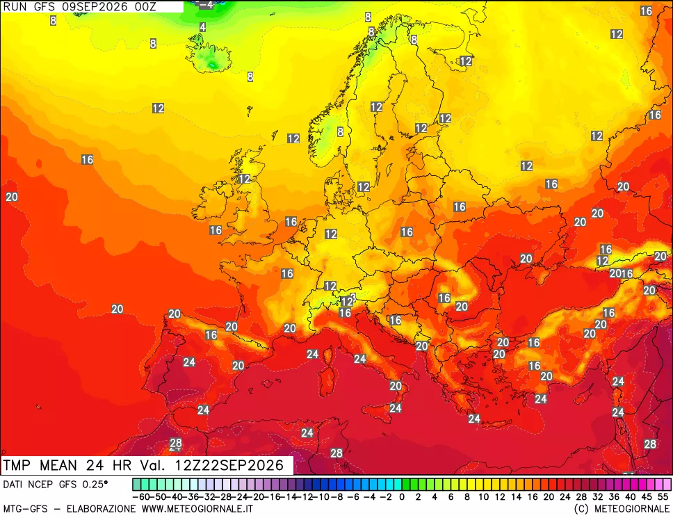 mappa Temperatura media 24 ore