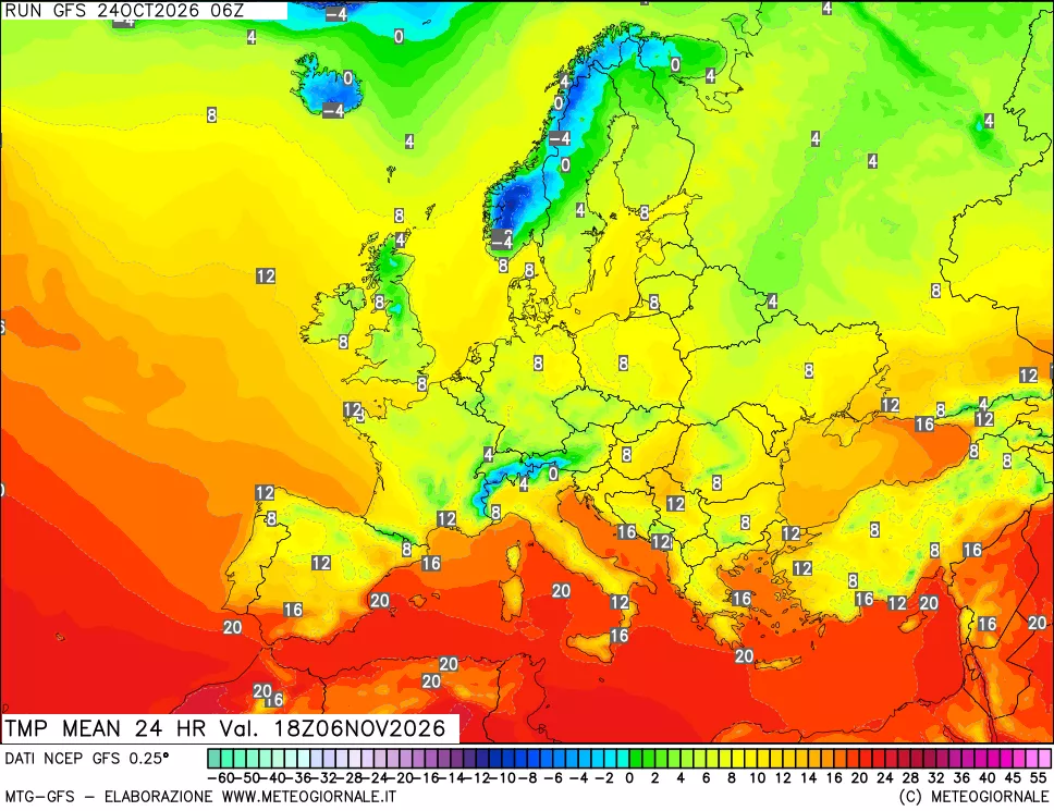 mappa Temperatura media 24 ore
