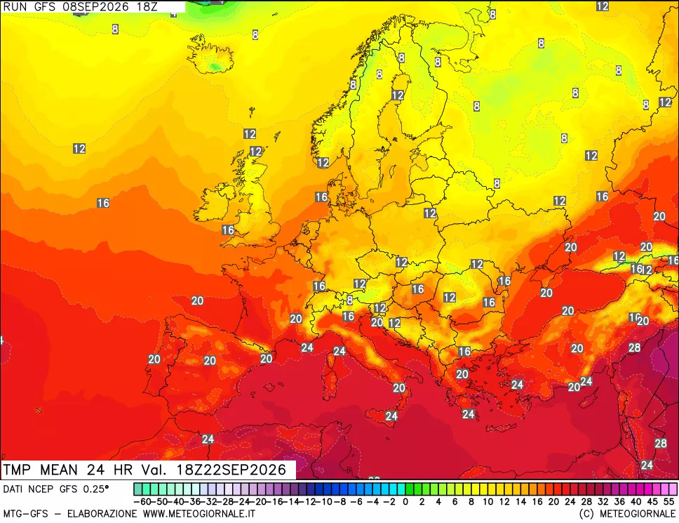 mappa Temperatura media 24 ore