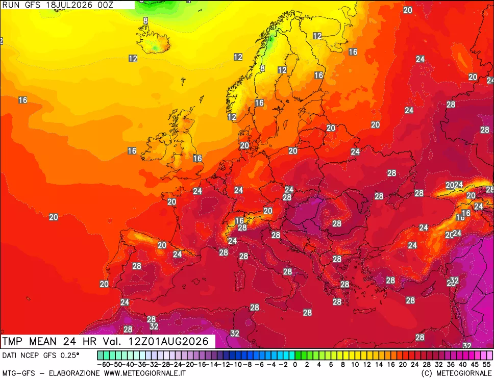 mappa Temperatura media 24 ore