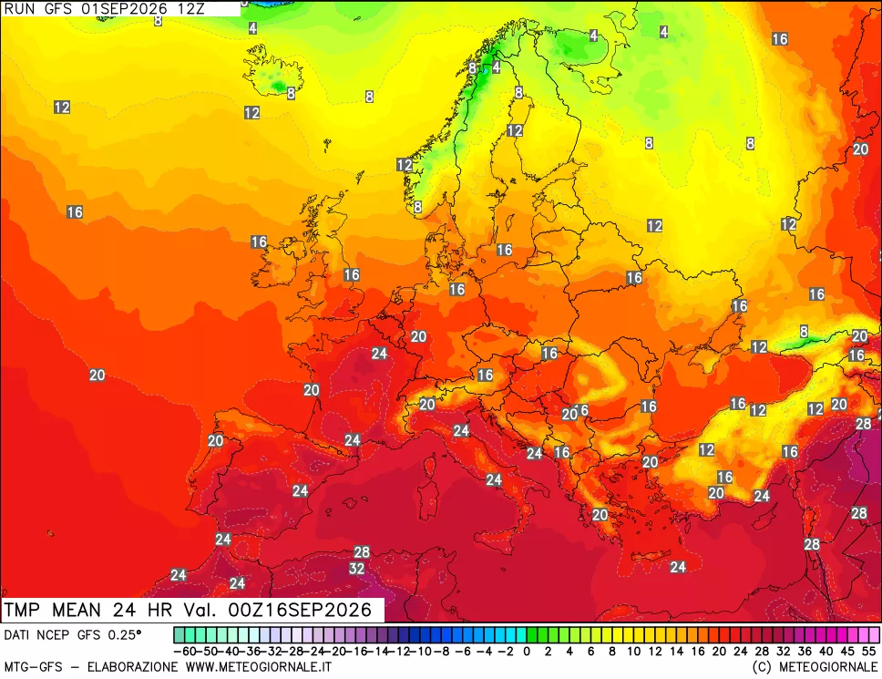 mappa Temperatura media 24 ore