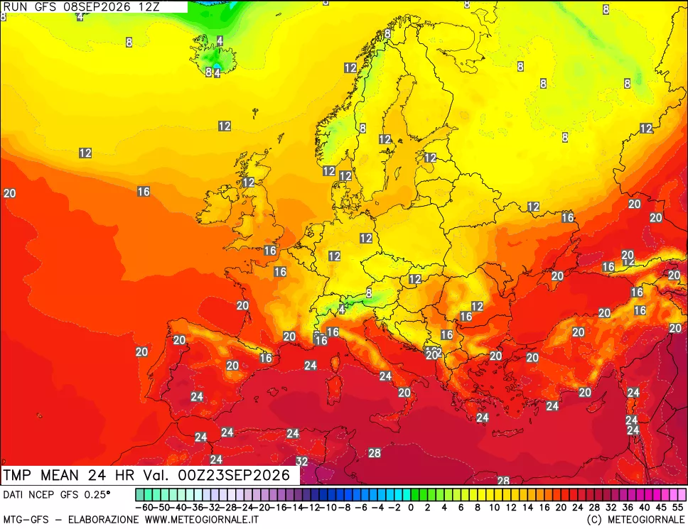 mappa Temperatura media 24 ore