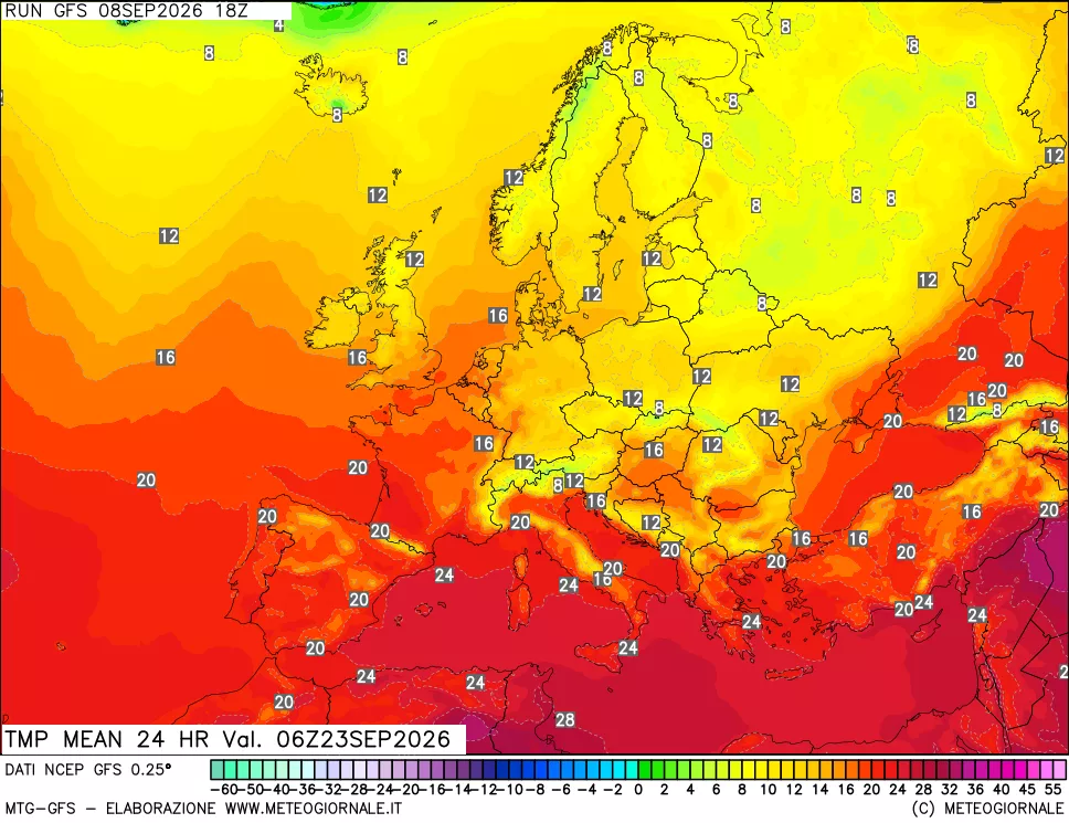 mappa Temperatura media 24 ore