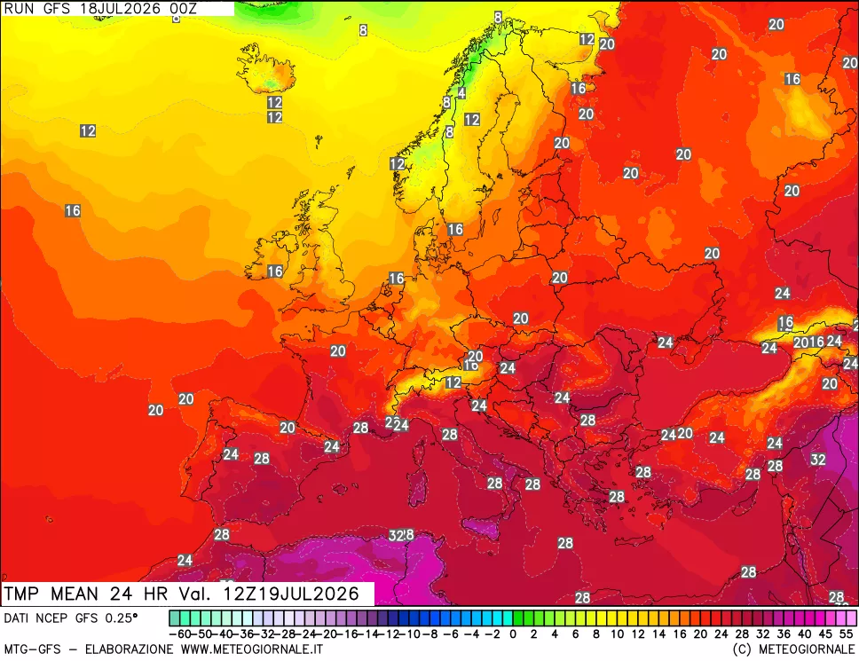 mappa Temperatura media 24 ore