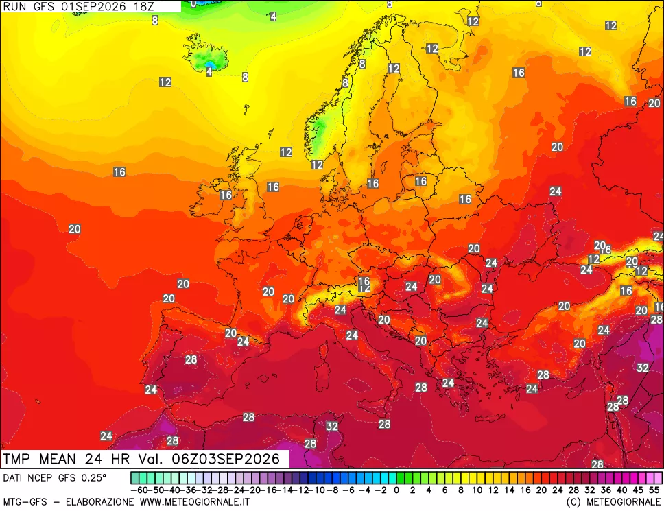 mappa Temperatura media 24 ore