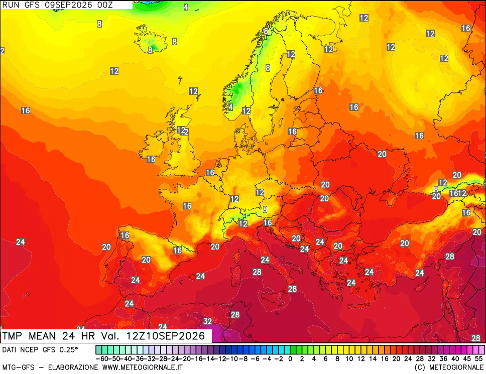mappa Temperatura media 24 ore