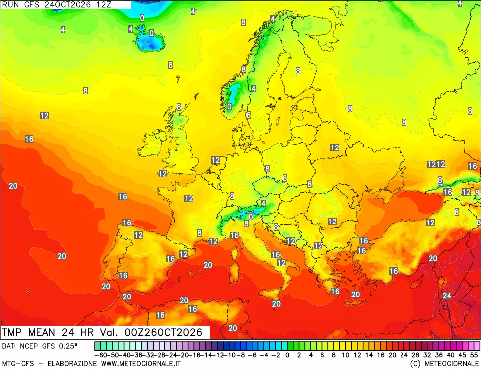 mappa Temperatura media 24 ore