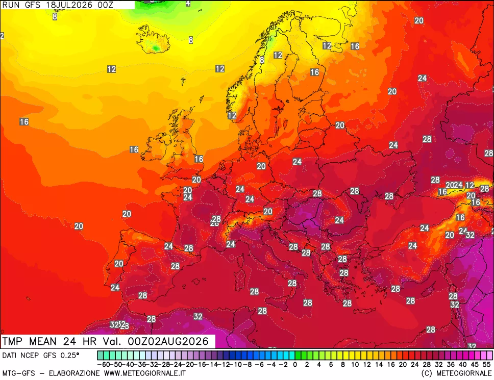 mappa Temperatura media 24 ore