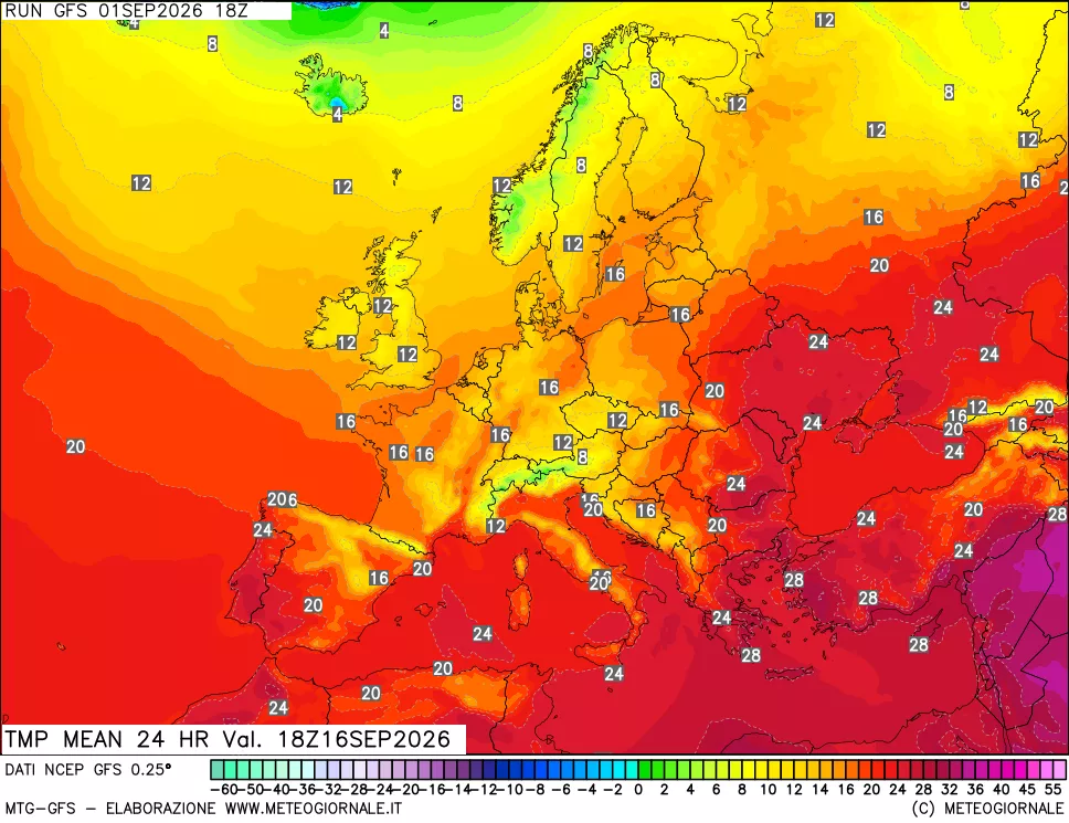 mappa Temperatura media 24 ore