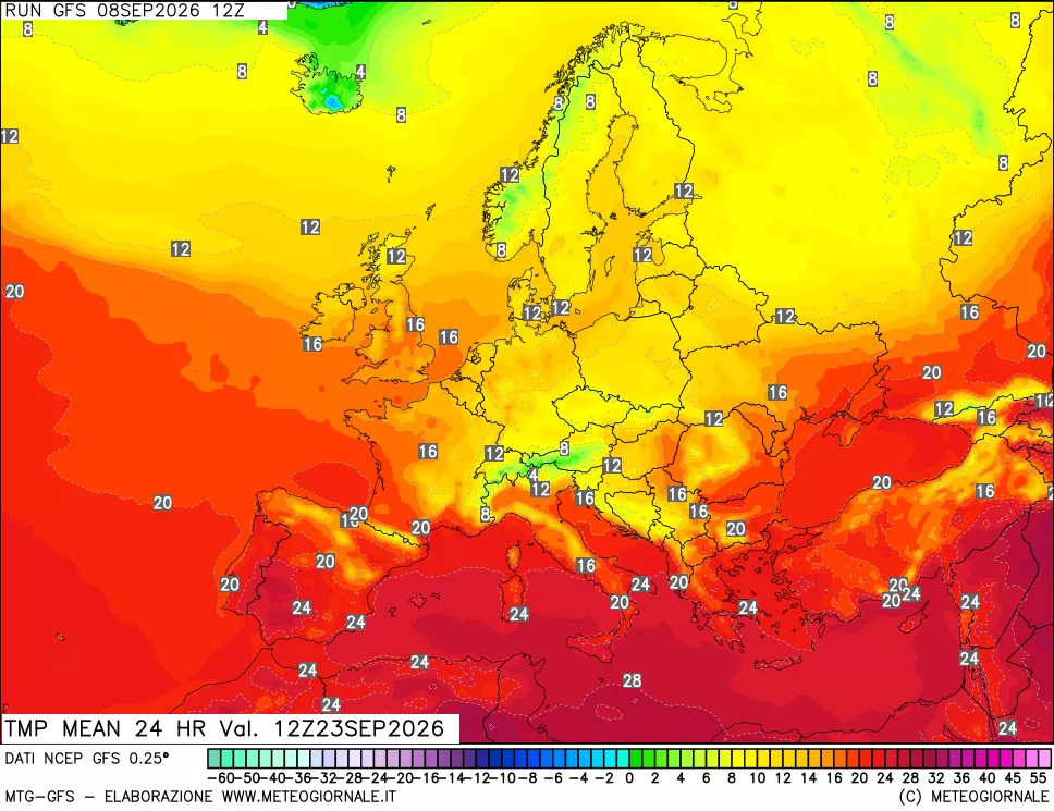 mappa Temperatura media 24 ore