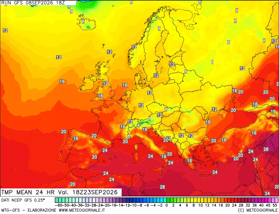 mappa Temperatura media 24 ore