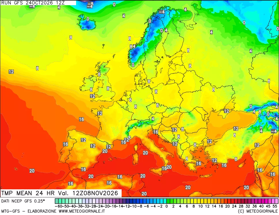 mappa Temperatura media 24 ore