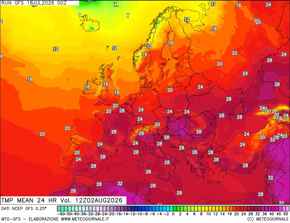 mappa Temperatura media 24 ore