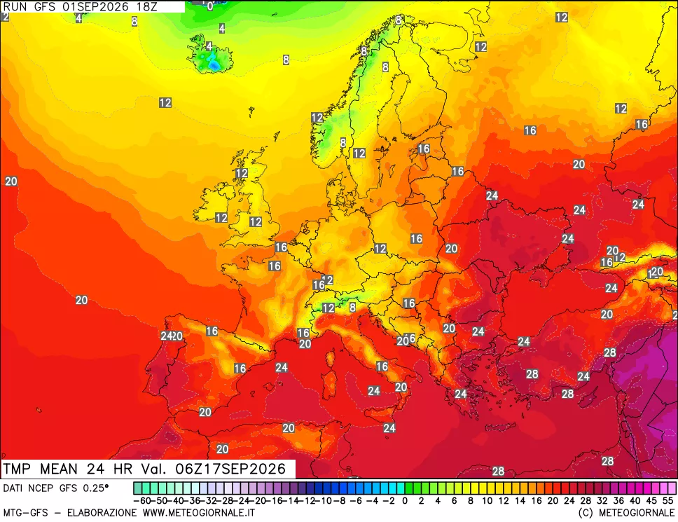 mappa Temperatura media 24 ore