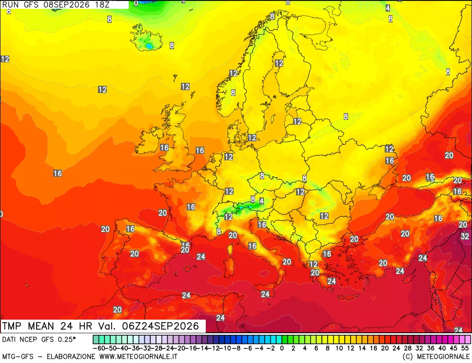 mappa Temperatura media 24 ore