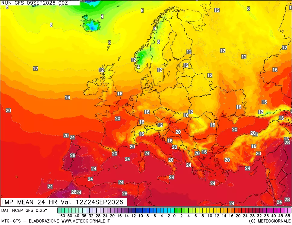 mappa Temperatura media 24 ore