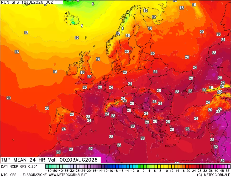 mappa Temperatura media 24 ore