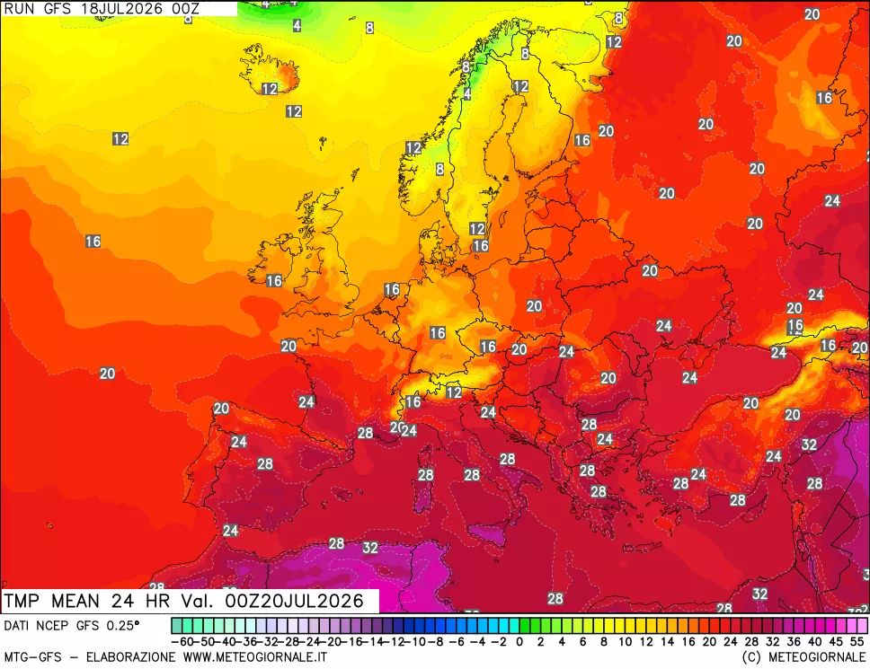 mappa Temperatura media 24 ore