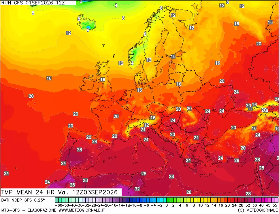 mappa Temperatura media 24 ore