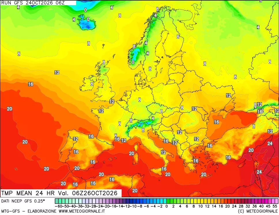 mappa Temperatura media 24 ore