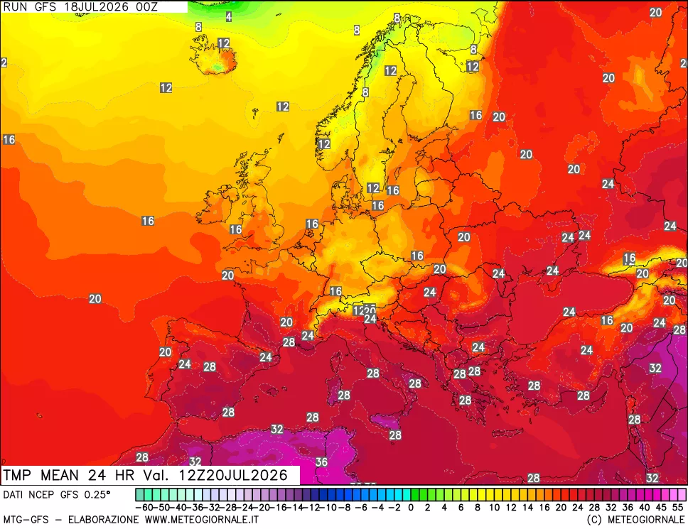 mappa Temperatura media 24 ore