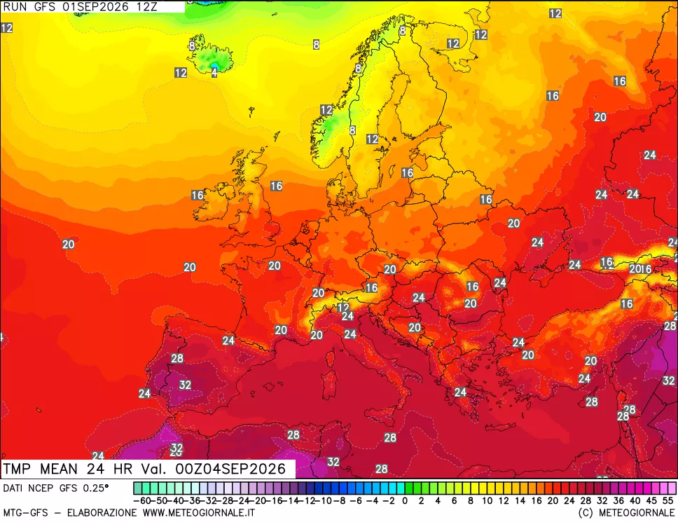 mappa Temperatura media 24 ore