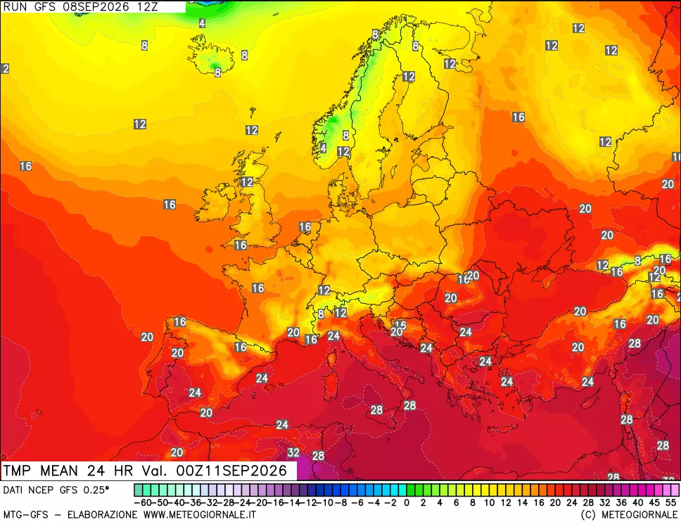 mappa Temperatura media 24 ore