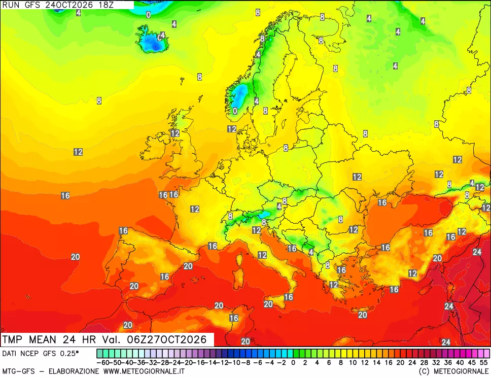 mappa Temperatura media 24 ore