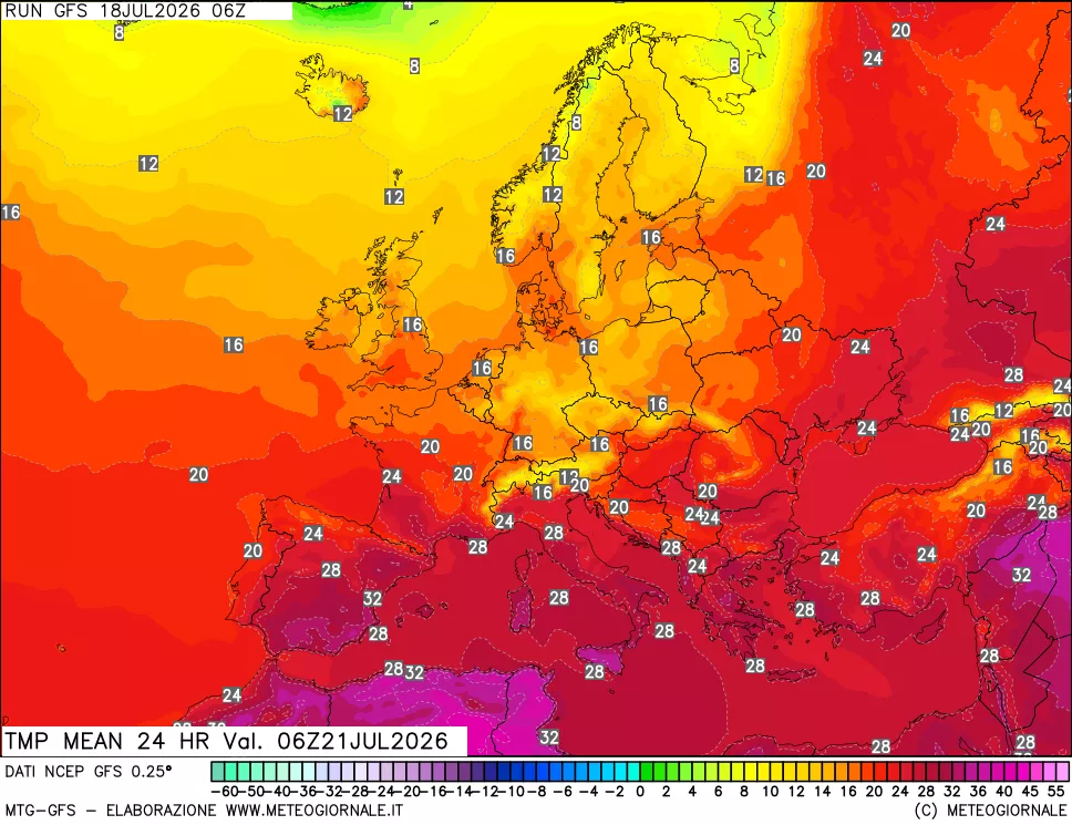 mappa Temperatura media 24 ore