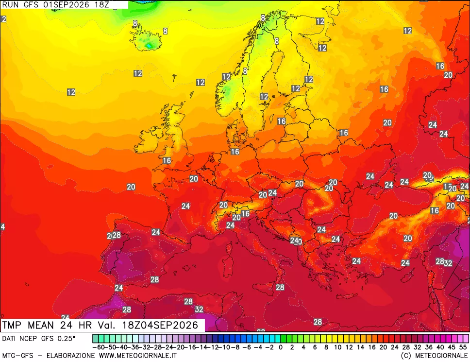 mappa Temperatura media 24 ore