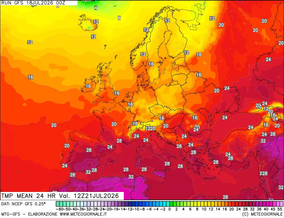 mappa Temperatura media 24 ore