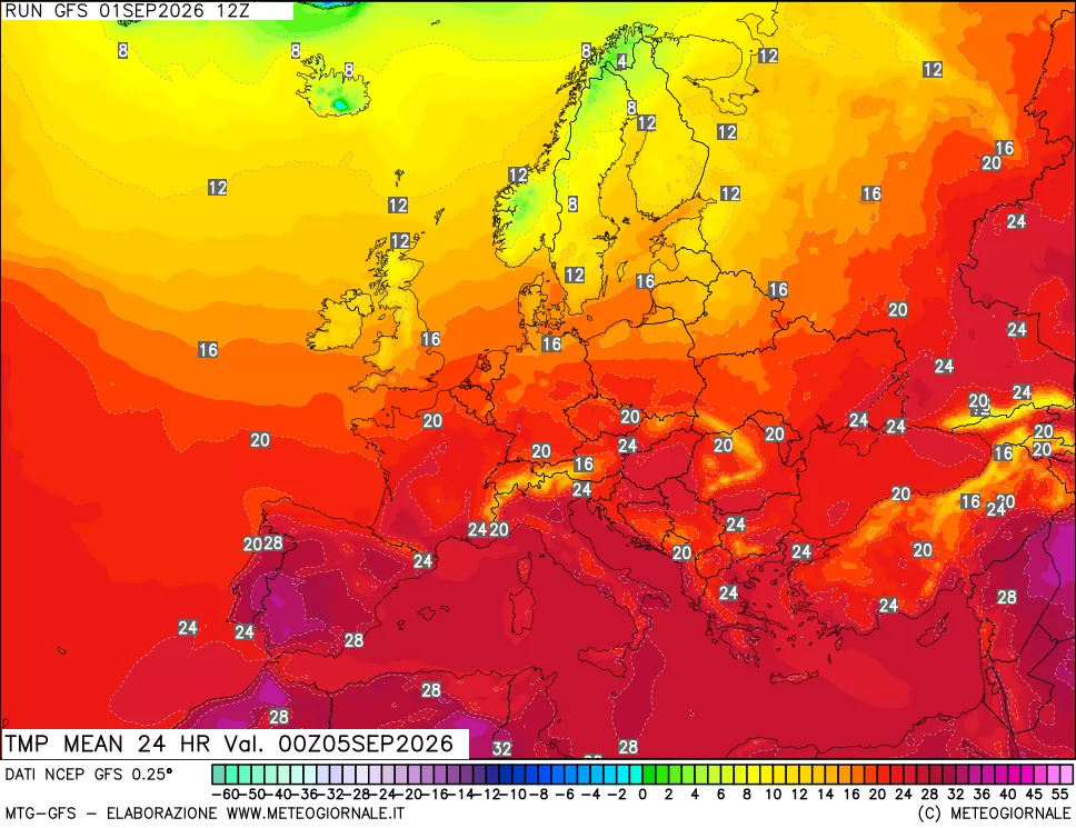 mappa Temperatura media 24 ore