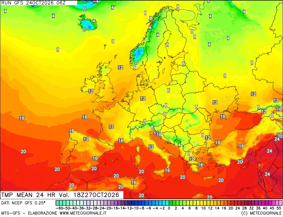mappa Temperatura media 24 ore