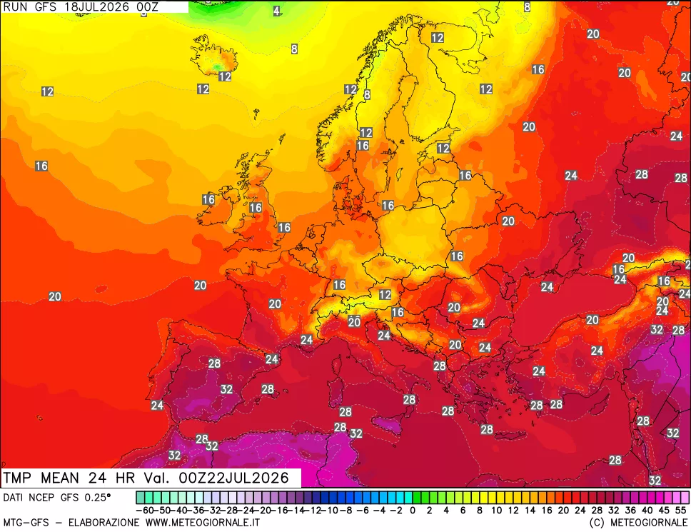 mappa Temperatura media 24 ore