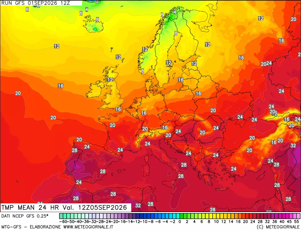 mappa Temperatura media 24 ore