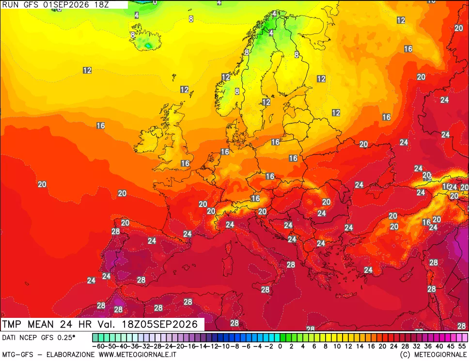 mappa Temperatura media 24 ore