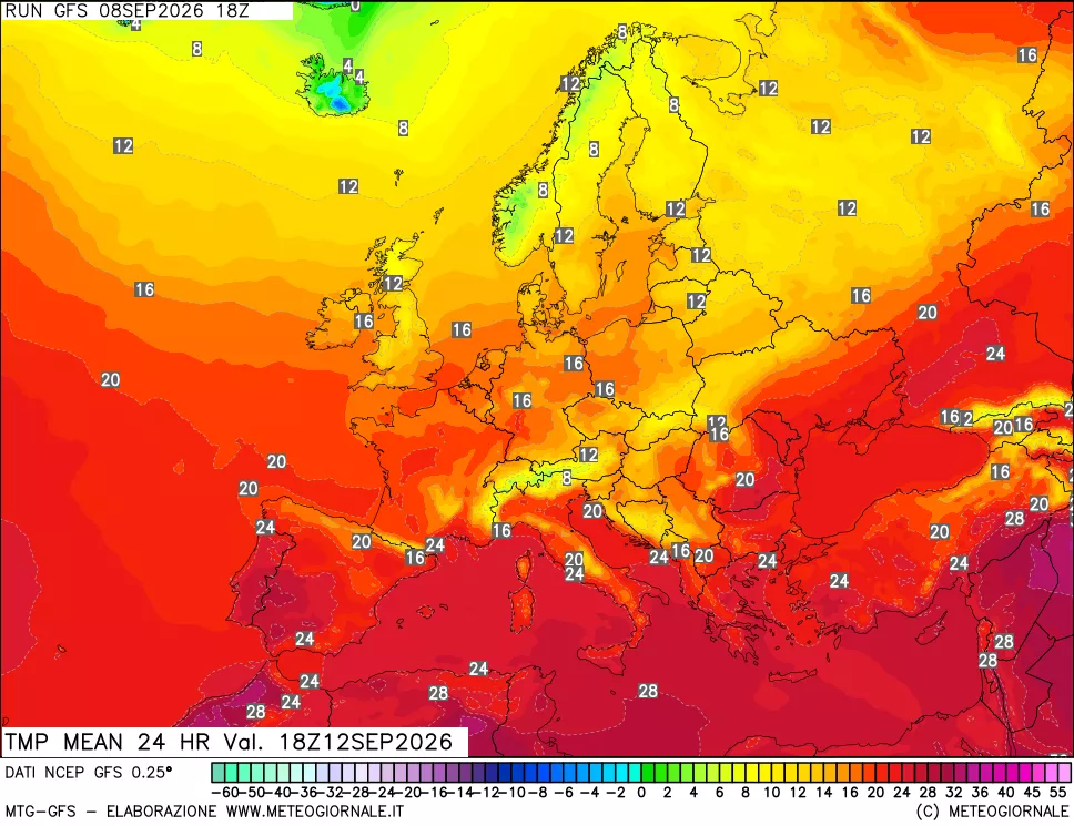 mappa Temperatura media 24 ore