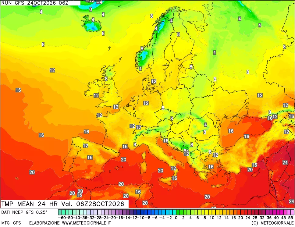 mappa Temperatura media 24 ore