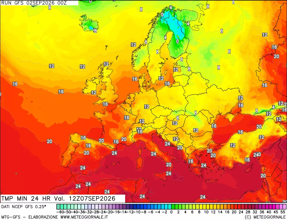 mappa Temperatura minima 24 ore