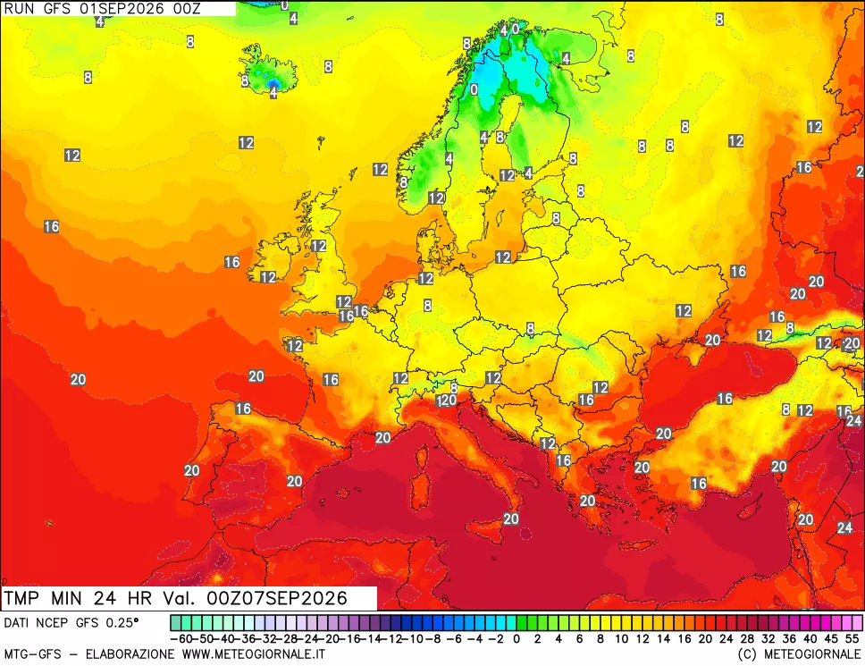 mappa Temperatura minima 24 ore