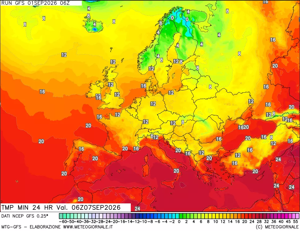 mappa Temperatura minima 24 ore