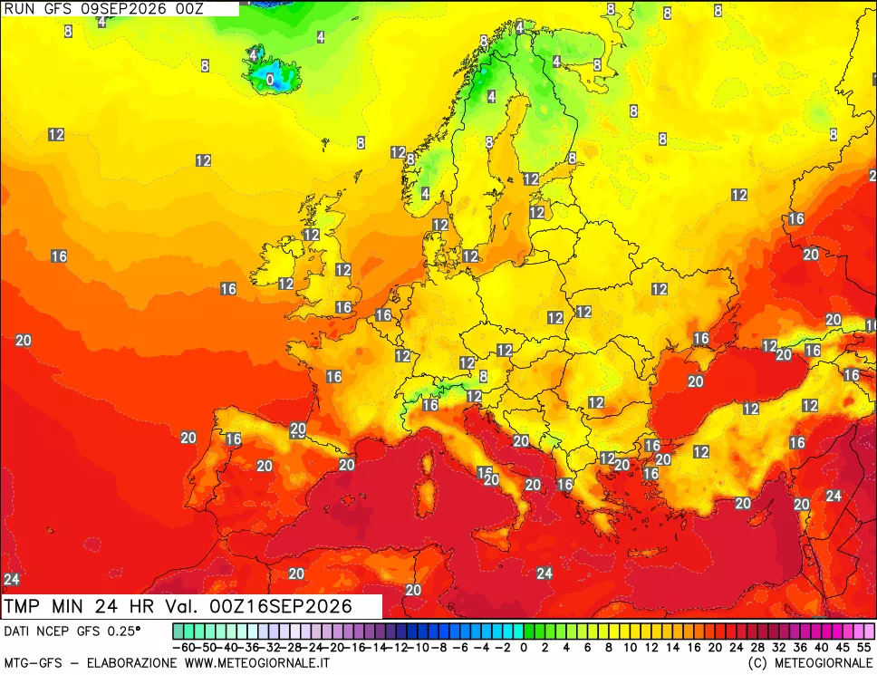 mappa Temperatura minima 24 ore