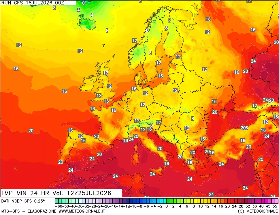 mappa Temperatura minima 24 ore