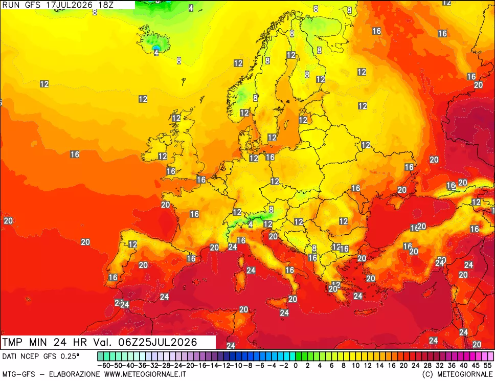 mappa Temperatura minima 24 ore