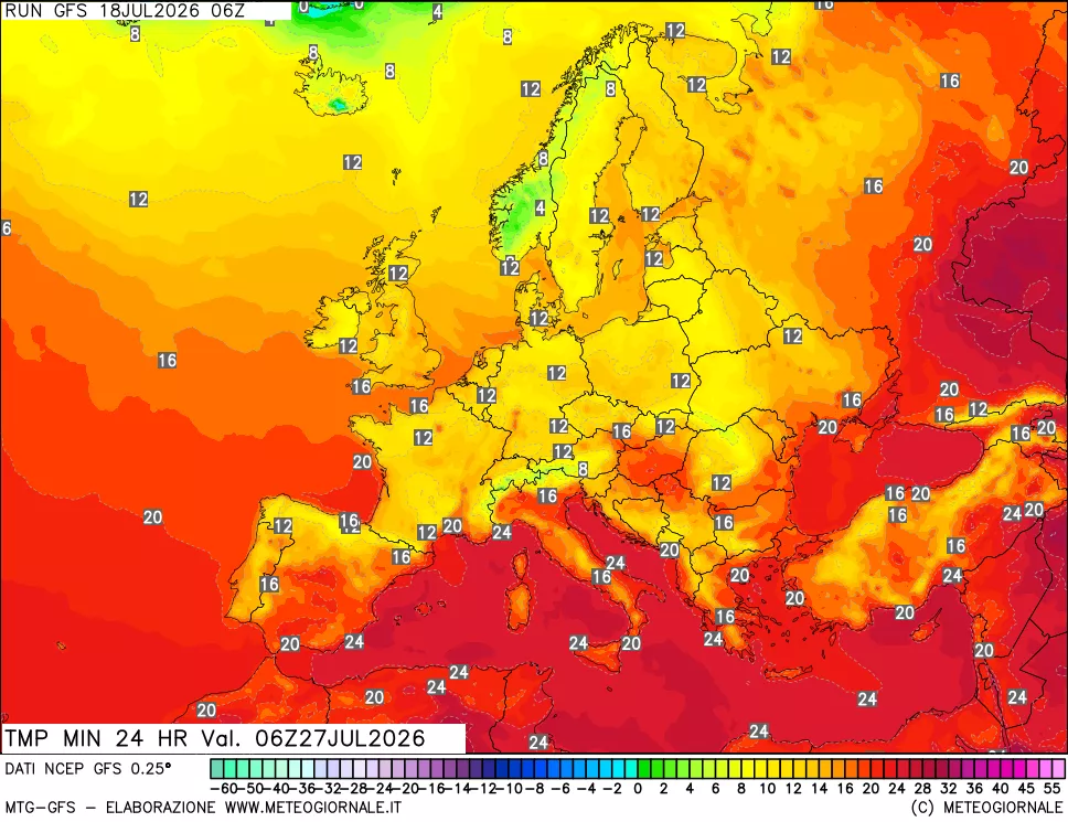 mappa Temperatura minima 24 ore