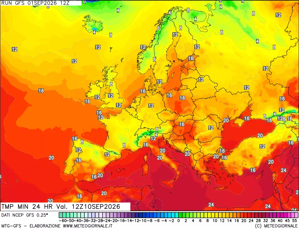 mappa Temperatura minima 24 ore