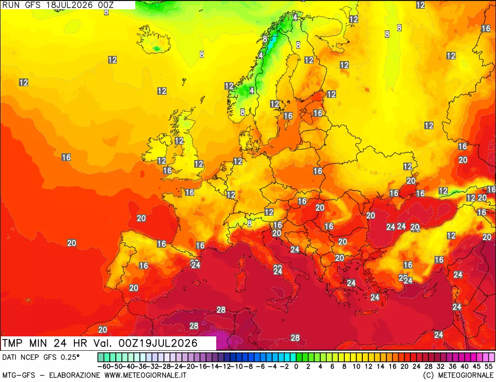 mappa Temperatura minima 24 ore