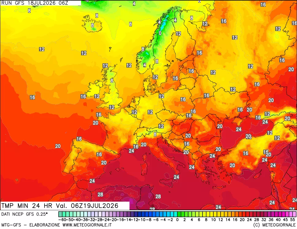 mappa Temperatura minima 24 ore